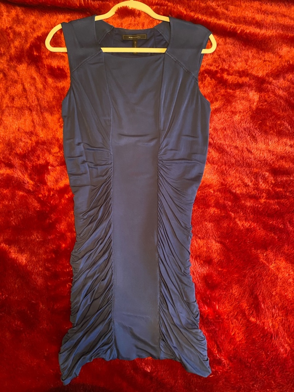 BCBGMaxAzria Navy Blue Ruched Mini Dress